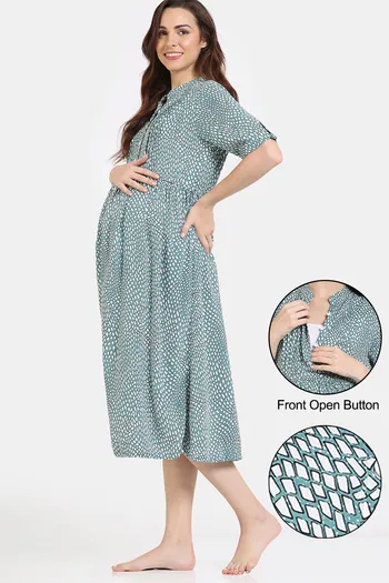 Buy Coucou Maternity Woven Mid Length Nightdress - Forest Green